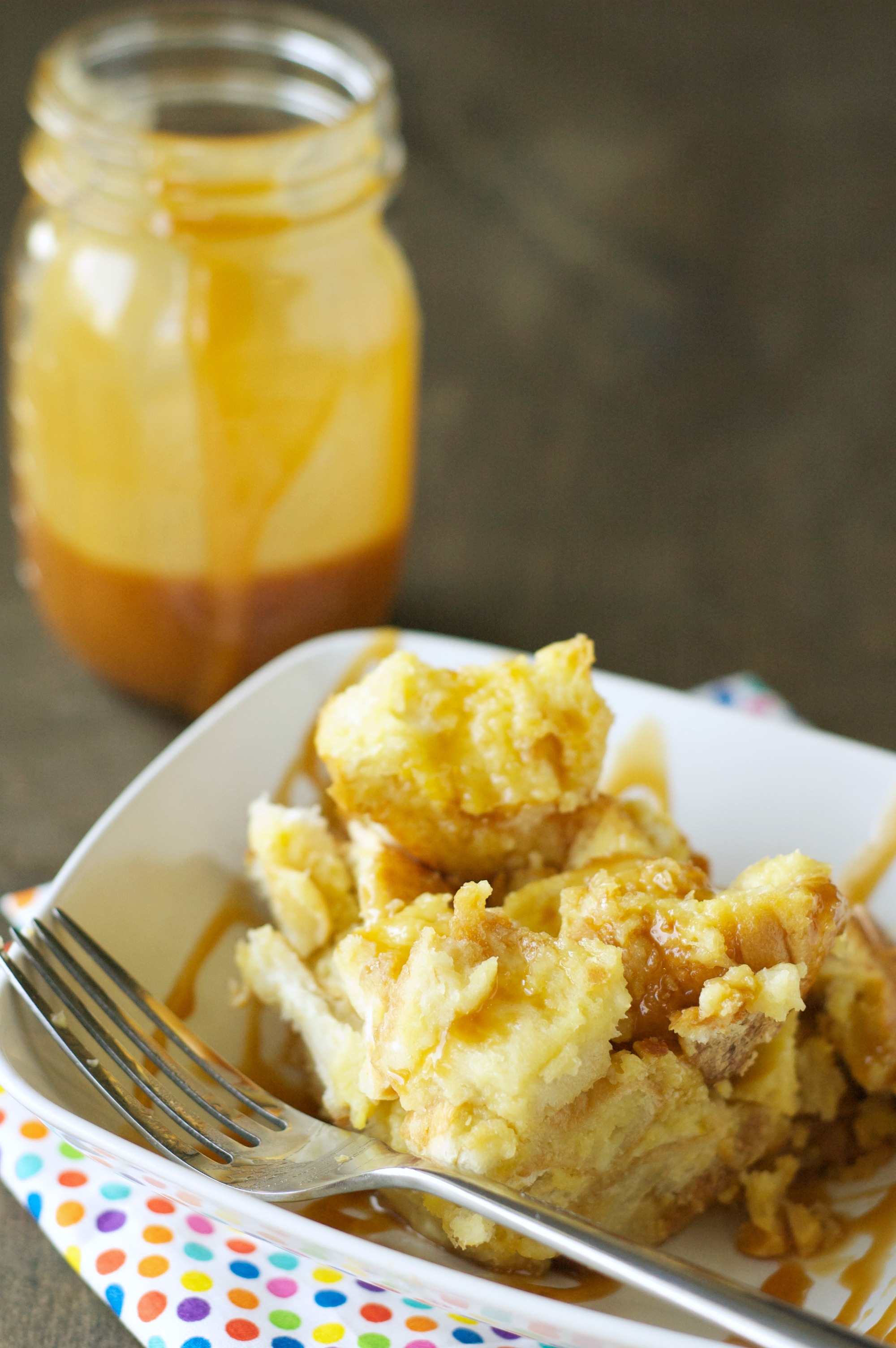 Slow Cooker Bread Pudding with Salted Caramel Sauce