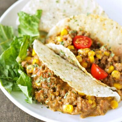 Slow Cooker Cheesy Beefy Tacos