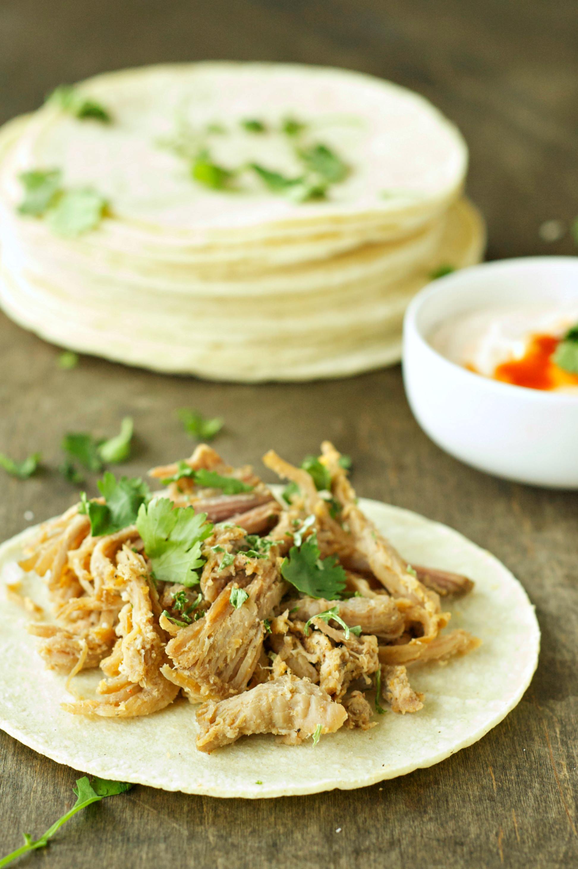Slow Cooker Pork Tacos with Adobo Sour Cream Slow Cooker Gourmet