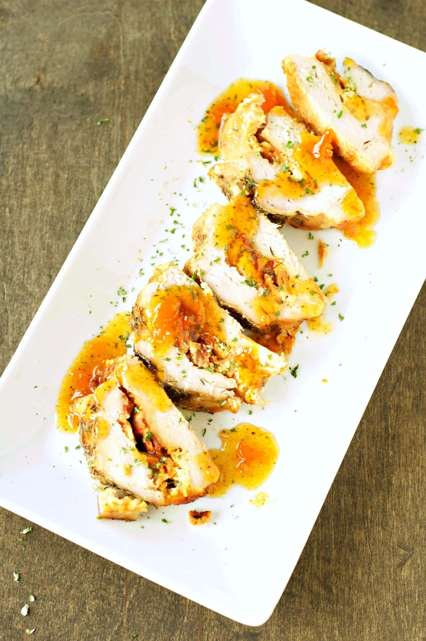 Bacon and Goat Cheese Stuffed Pork Tenderloin