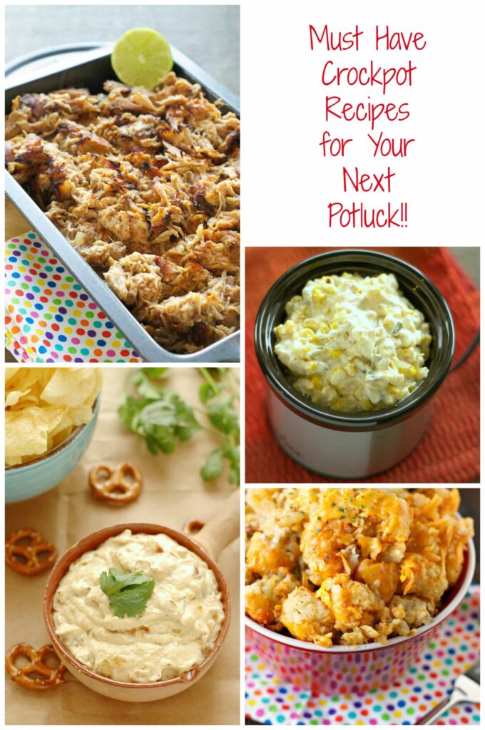 Slow Cooker Potluck Roundup collage of 4 recipes