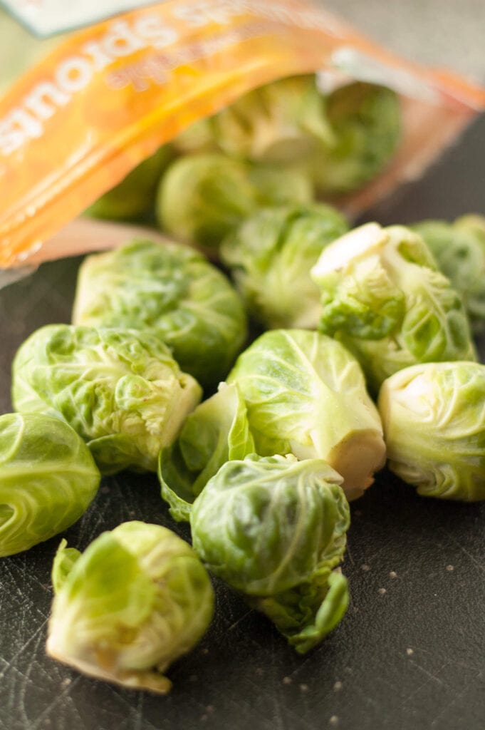 Bag of raw brussels sprouts