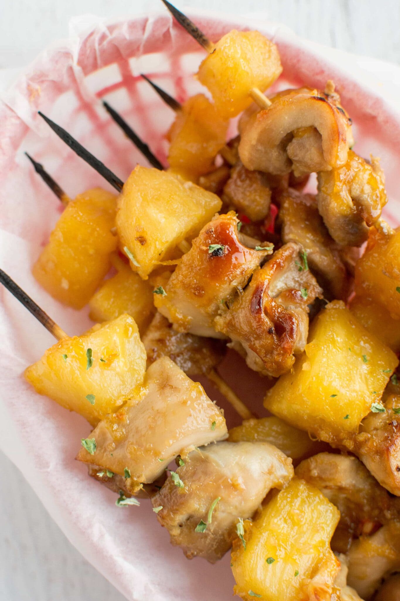 Slow Cooker Peach Habanero Glazed Pineapple Chicken Skewers Slow