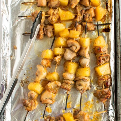 Slow Cooker Peach Habanero Glazed Pineapple Chicken Skewers Slow