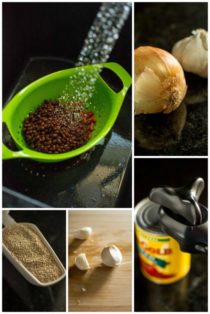 ingredient prep for quinoa chili