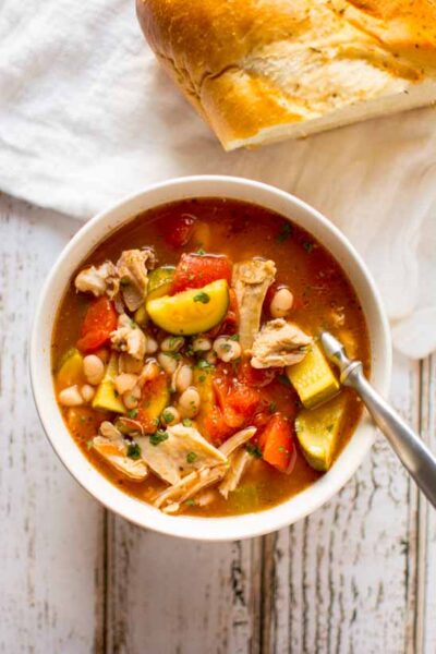 Slow Cooker Chicken Tomato and White Bean Soup - Slow Cooker Gourmet