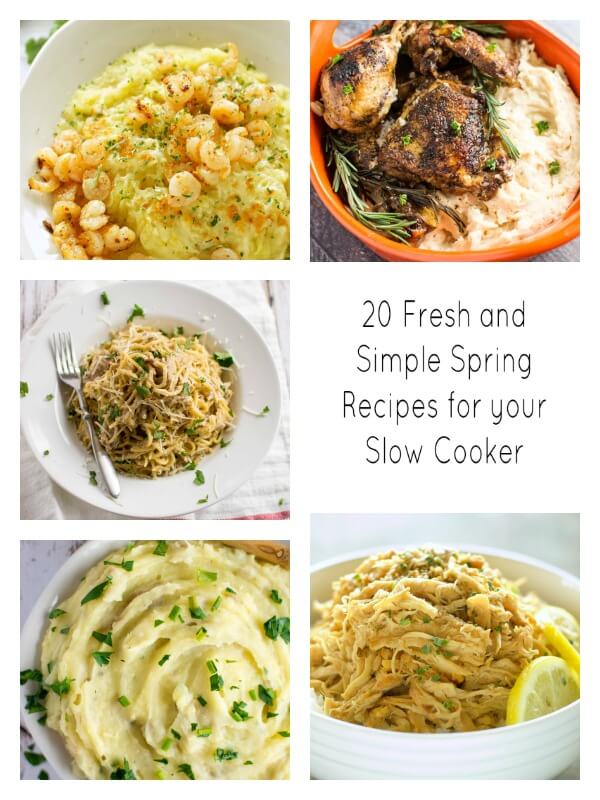collage of five spring slow cooker recipes