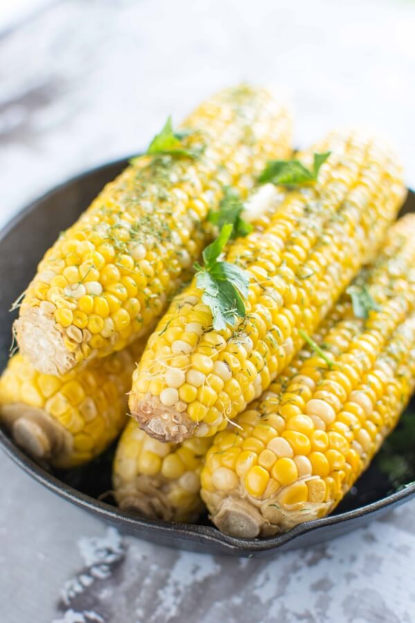 Grilled Corn in Foil with Lemon Dill Butter 