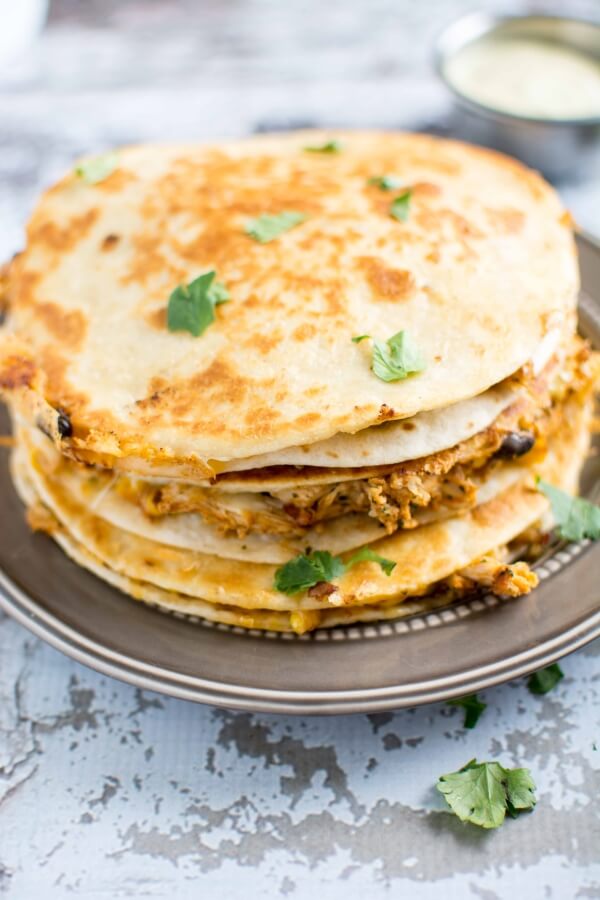 Southwest Chicken Quesadilla with Avocado Ranch