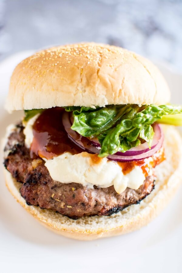 Turkey Burgers with Peach and Goat Cheese