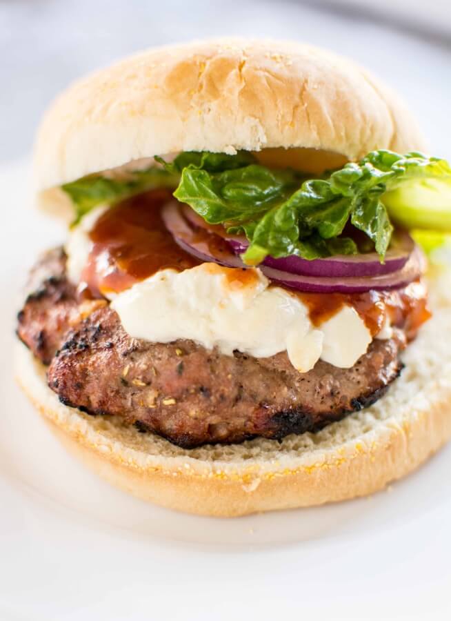 Turkey Burgers with Peach and Goat Cheese