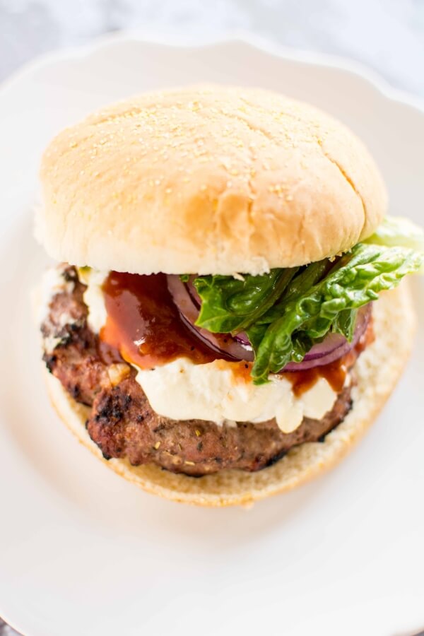 Turkey Burgers with Peach and Goat Cheese