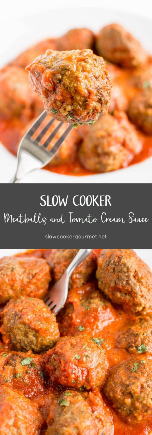 Slow Cooker Meatballs and Tomato Cream Sauce