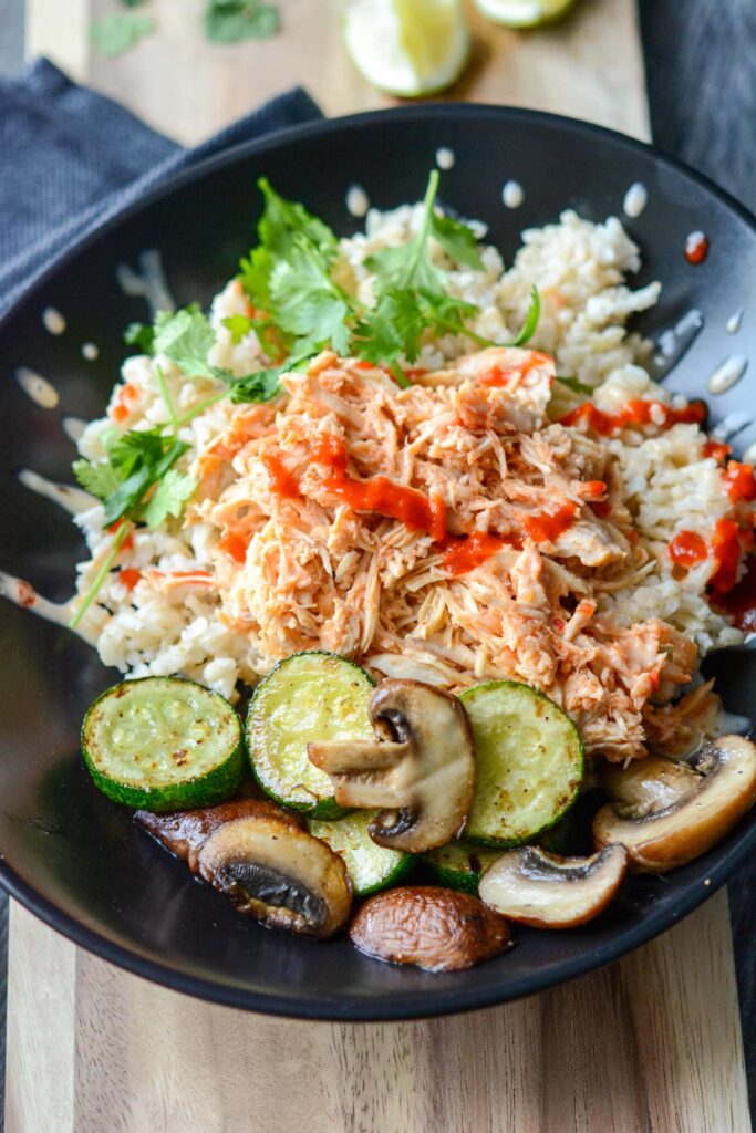 Slow Cooker Spicy Asian Chicken Bowls