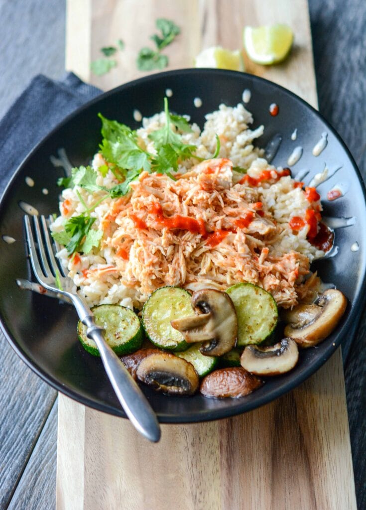 Slow Cooker Spicy Asian Chicken Bowls