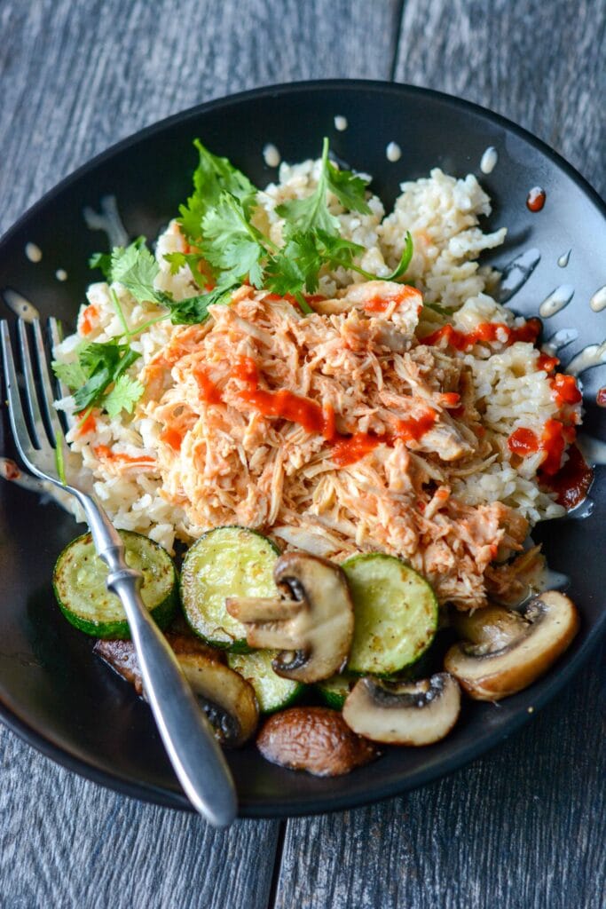 Slow Cooker Spicy Asian Chicken Bowls