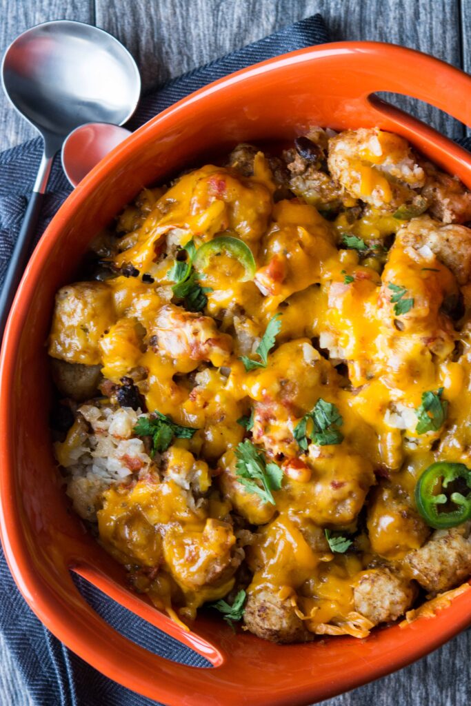 Taco Crock Pot Tater Tot Casserole - Recipes That Crock!