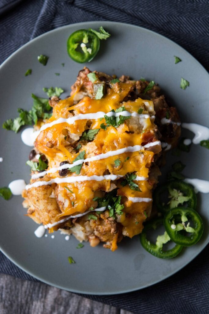 Slow Cooker Taco Tater Tot Casserole - Slow Cooker Gourmet