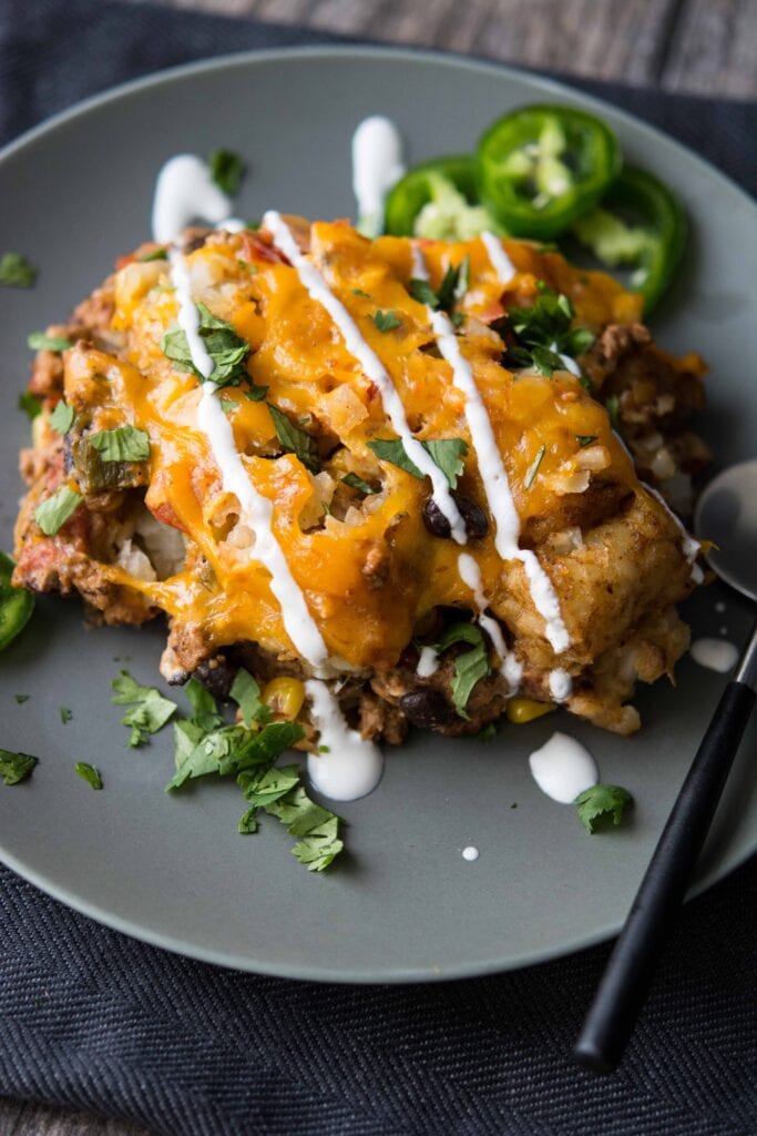 Taco Crock Pot Tater Tot Casserole - Recipes That Crock!