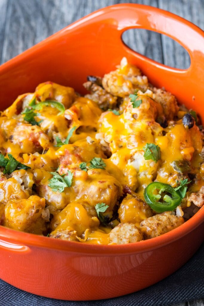 Slow Cooker Taco Tater Tot Casserole - Slow Cooker Gourmet