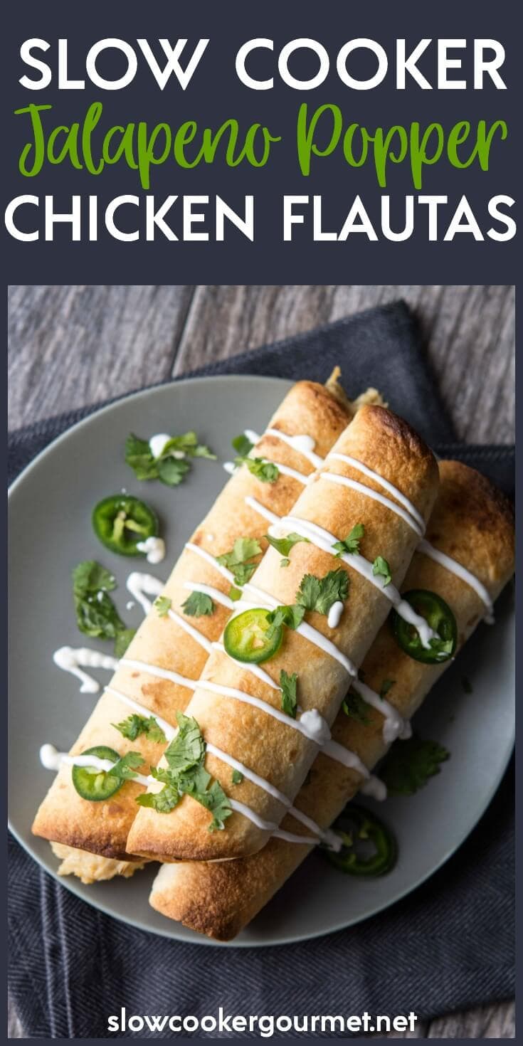 If you love flautas then you've got to try these Slow Cooker Jalapeno Popper Chicken Flautas! It's like all your favorite appetizers combined into one delicious meal!