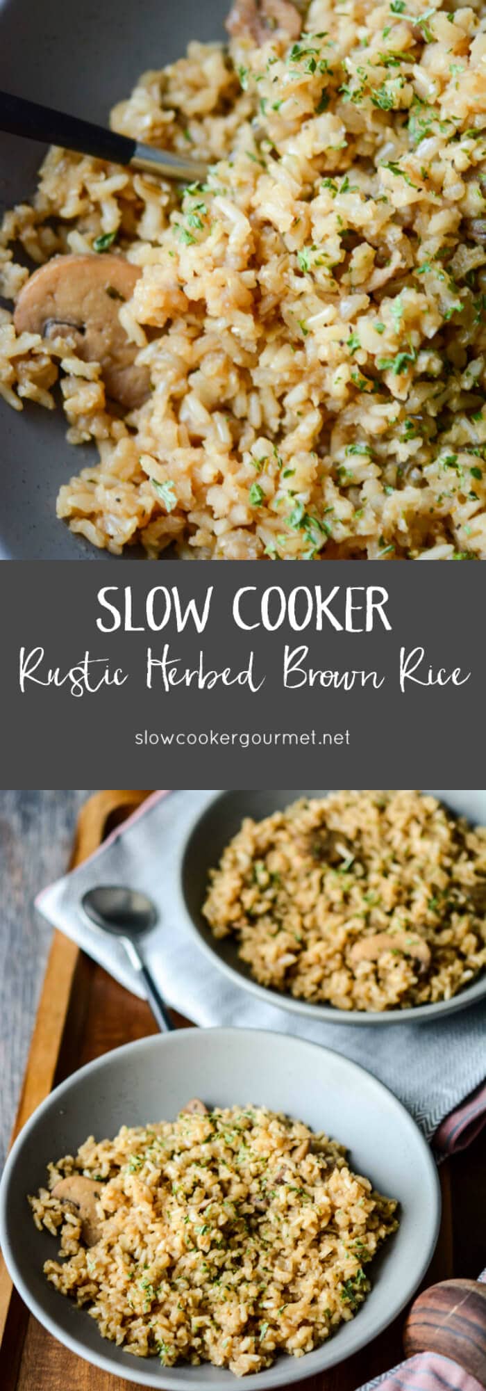 Slow Cooker Rustic Herbed Brown Rice - Slow Cooker Gourmet