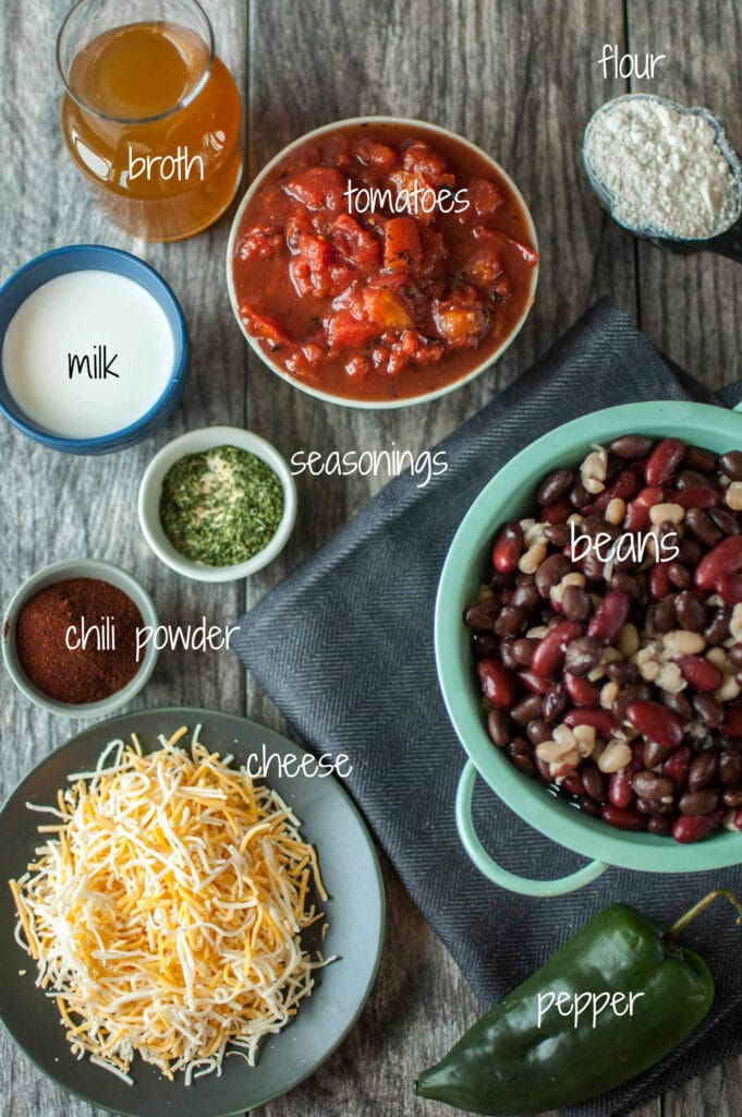 Slow Cooker Cheesy 3 Bean Chili