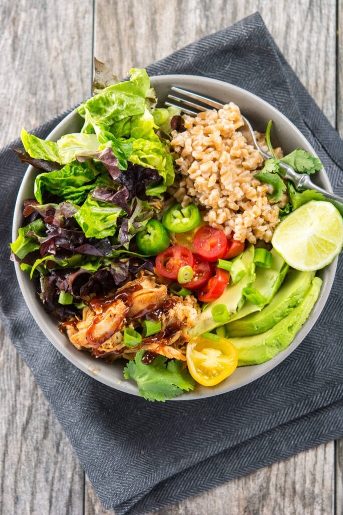 Slow Cooker Honey BBQ Chicken Bowls