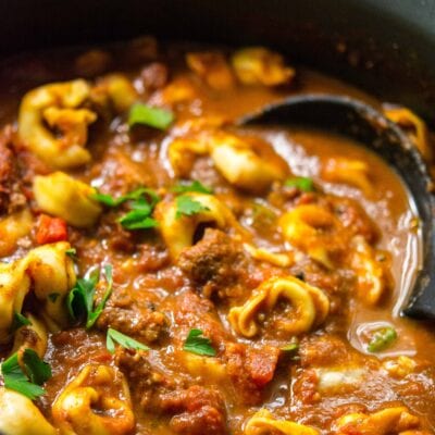 Slow Cooker Spicy Beef Tortellini Soup