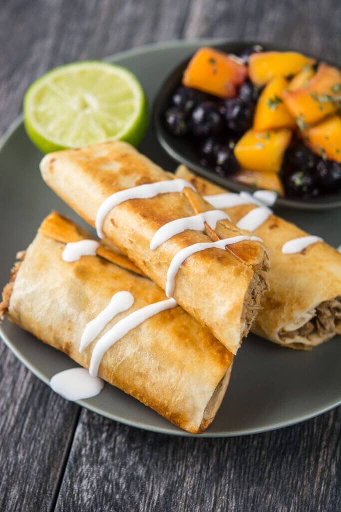 Slow Cooker Pulled Pork Flautas