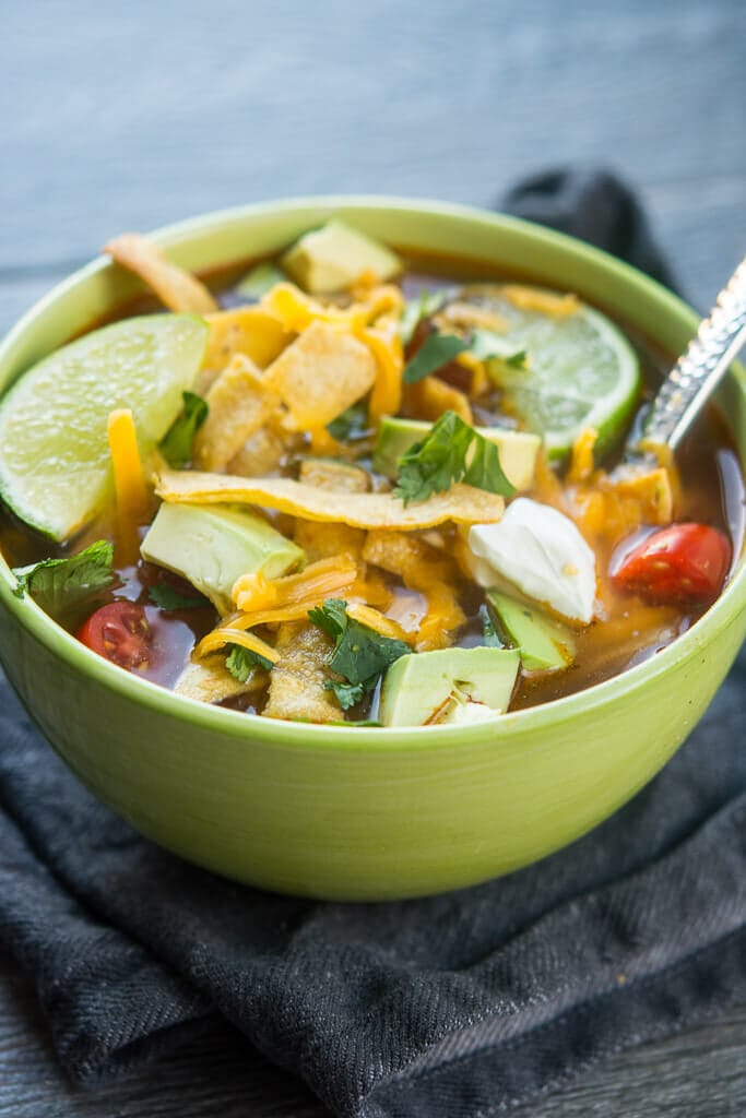 Slow Cooker Chipotle Chicken Tortilla Soup with Salty Lime Chips. - Half  Baked Harvest