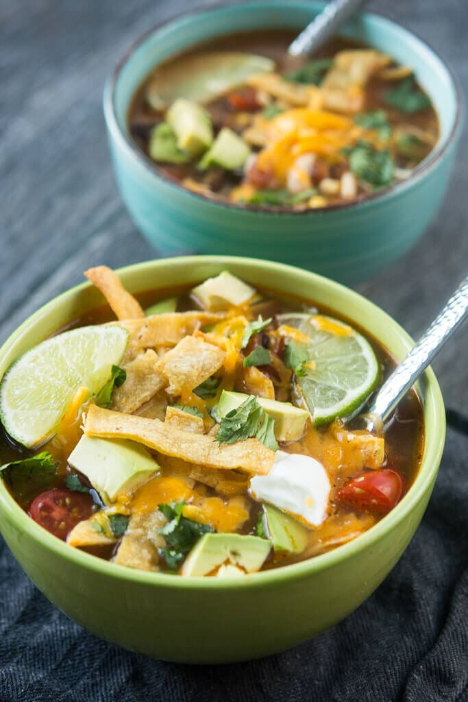 Slow Cooker Chipotle Chicken Tortilla Soup with Salty Lime Chips. - Half  Baked Harvest