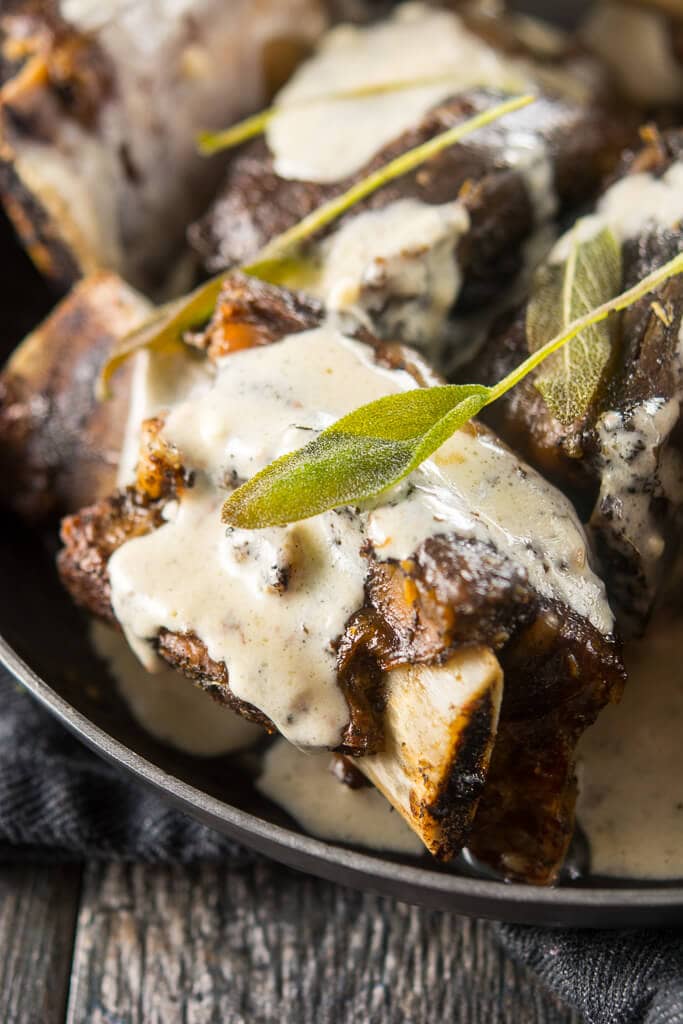 Slow Cooker Sage Short Ribs with Gorgonzola Cream Sauce