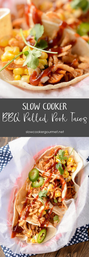 Slow Cooker BBQ Pulled Pork Tacos pin