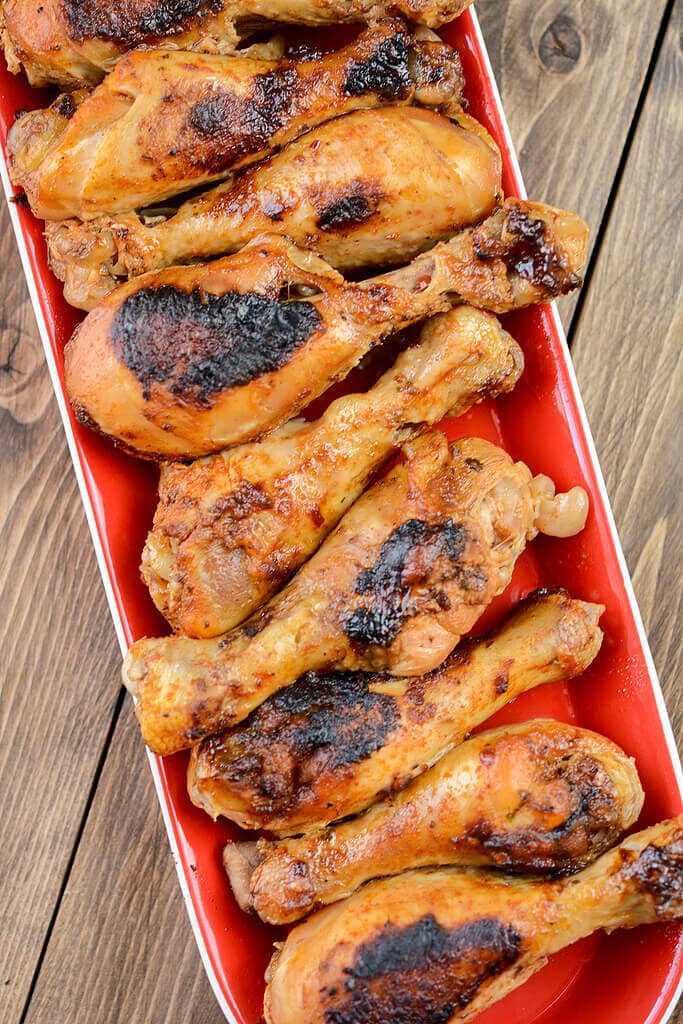 Chicken drumsticks on a platter - Slow Cooker Southwest Chicken Drumsticks