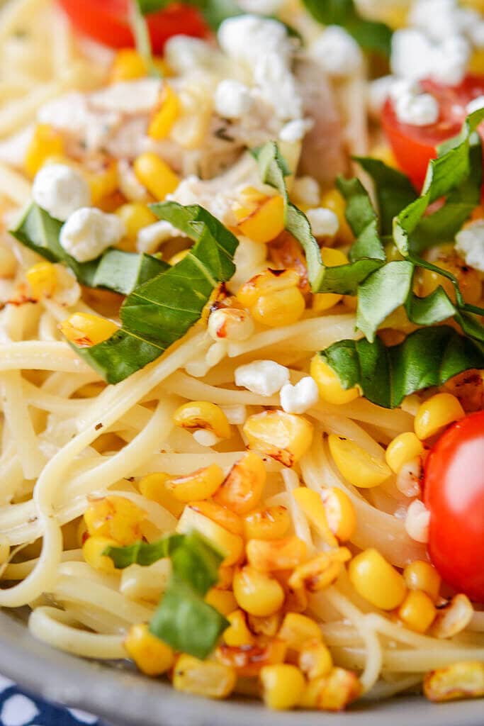 Slow Cooker Chicken Pasta with Corn and Goat Cheese