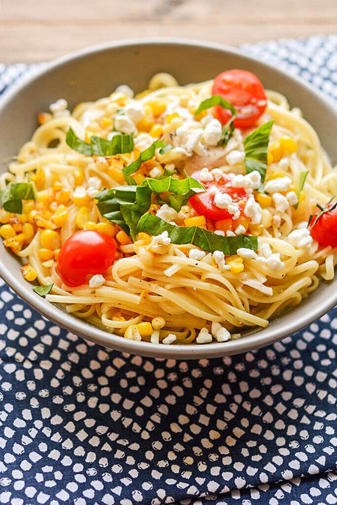 Slow Cooker Chicken Pasta with Corn and Goat Cheese