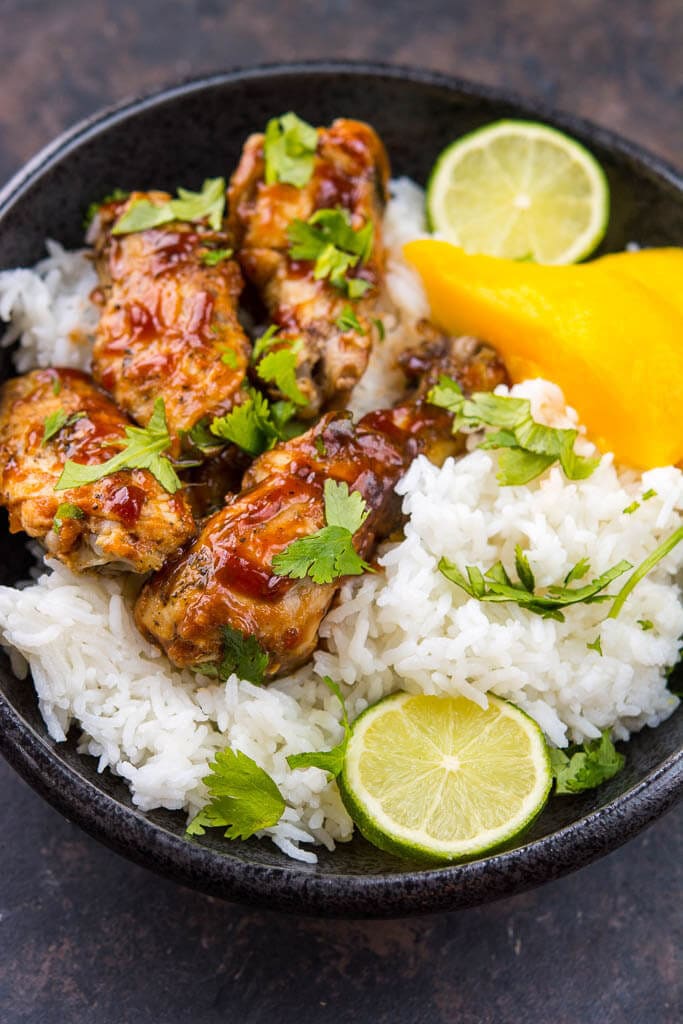 Crock-Pot Mango BBQ Chicken Bowls