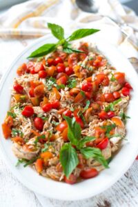 Slow Cooker Balsamic Tomato Basil Pulled Chicken
