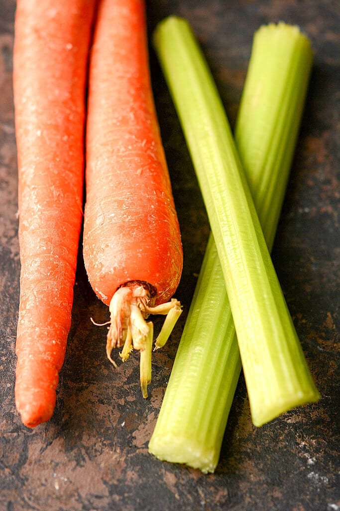 Raw Carrots and Celery - Slow Cooker Bolognese