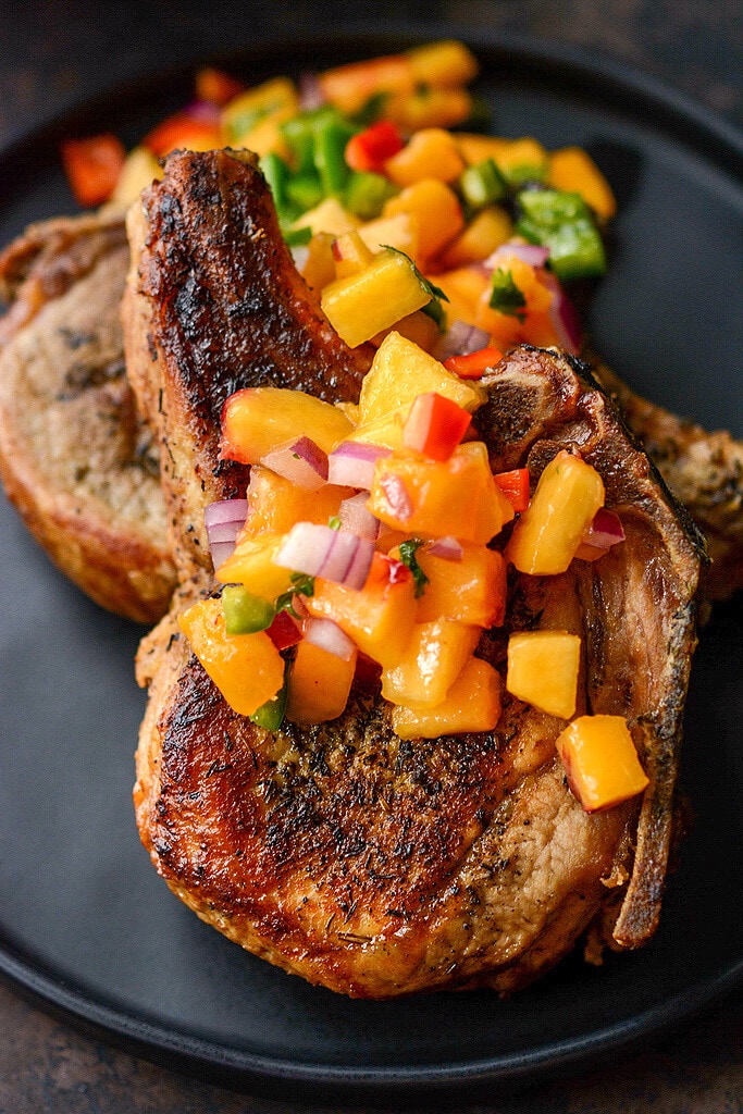 Slow Cooker Pork Chops with Peach Salsa