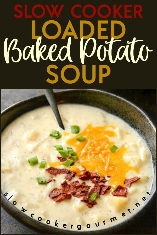 This is not your average Slow Cooker Potato Soup! Take every baked potato topping you can dream of and pair it with some creamy goodness and you have a match made in heaven. This Slow Cooker Loaded Baked Potato Soup is bound to be a dinner time win! #bakedpotatosoup #potatosoup #slowcookergourmet #slowcooker #soup #crockpot #potatoes