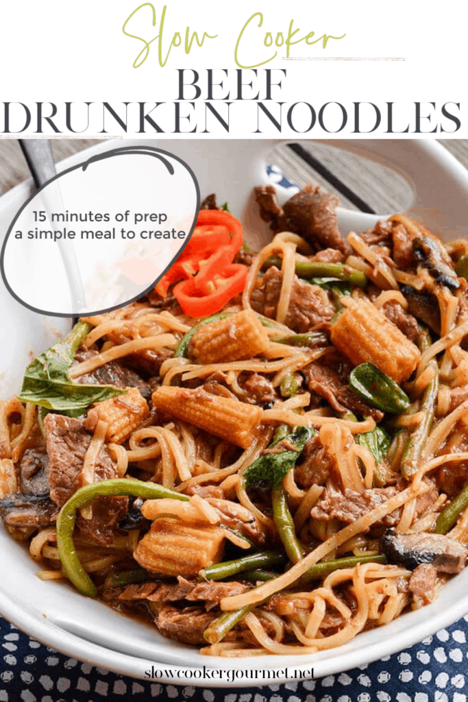 Slow Cooker Beef Drunken Noodles - Slow Cooker Gourmet