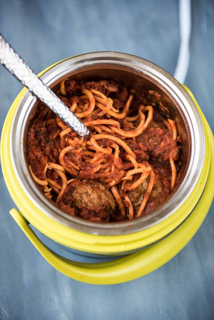 Lunch Crock Sweet Potato Noodles and Meatballs