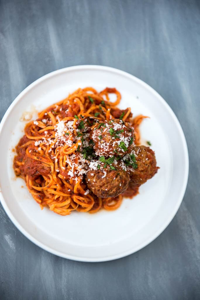 Lunch Crock Sweet Potato Noodles and Meatballs