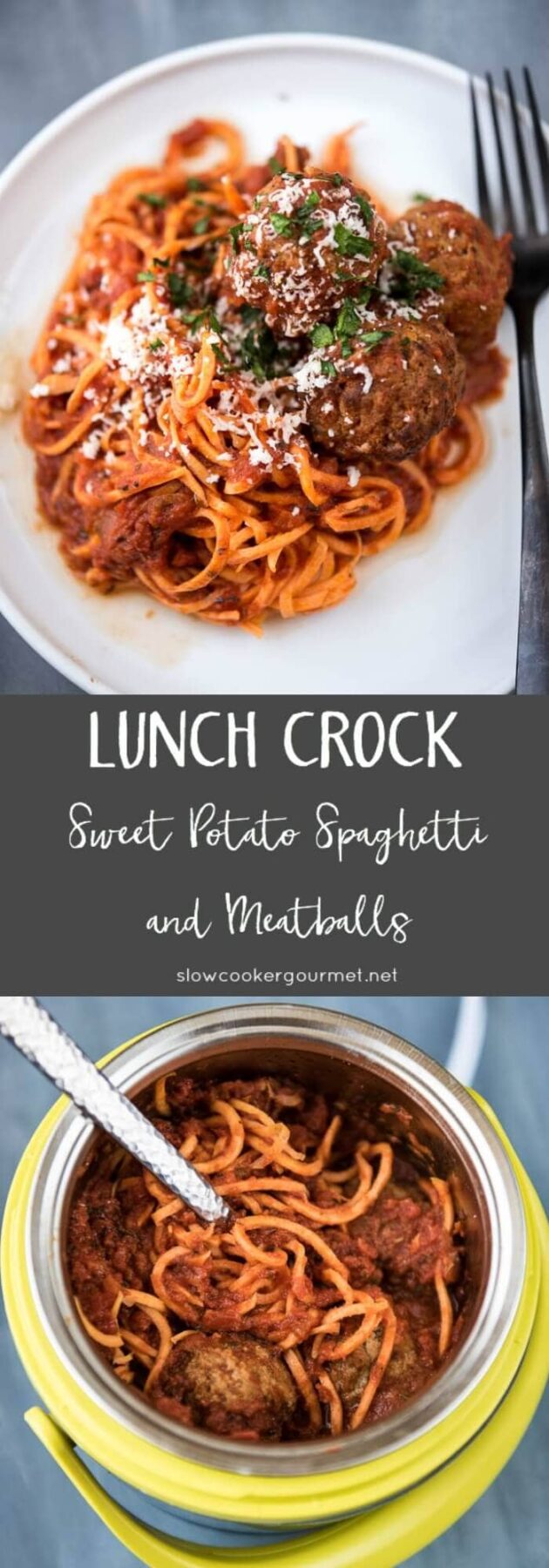 Lunch Crock Sweet Potato Noodles and Meatballs