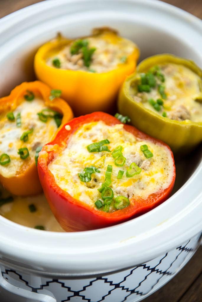 Slow Cooker Breakfast Stuffed Peppers