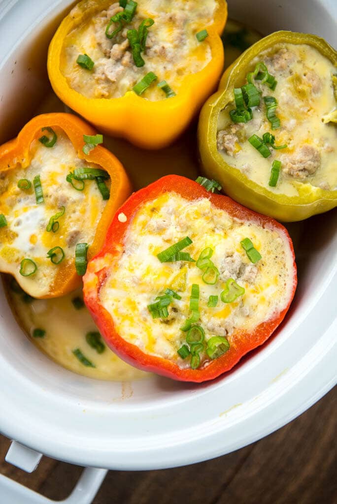 Slow Cooker Breakfast Stuffed Peppers