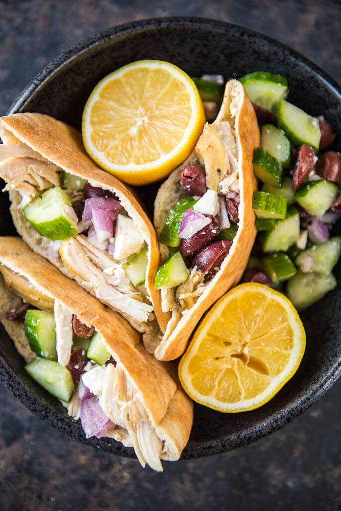 Slow Cooker Greek Chicken Pita Wraps