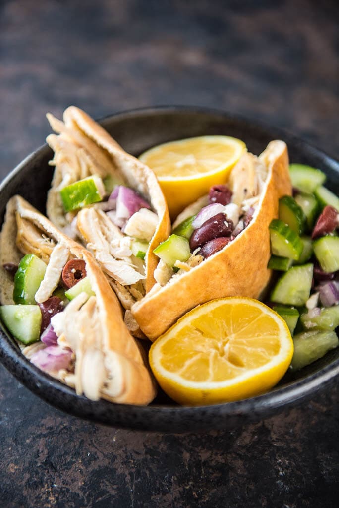 Slow Cooker Greek Chicken Pita Wraps